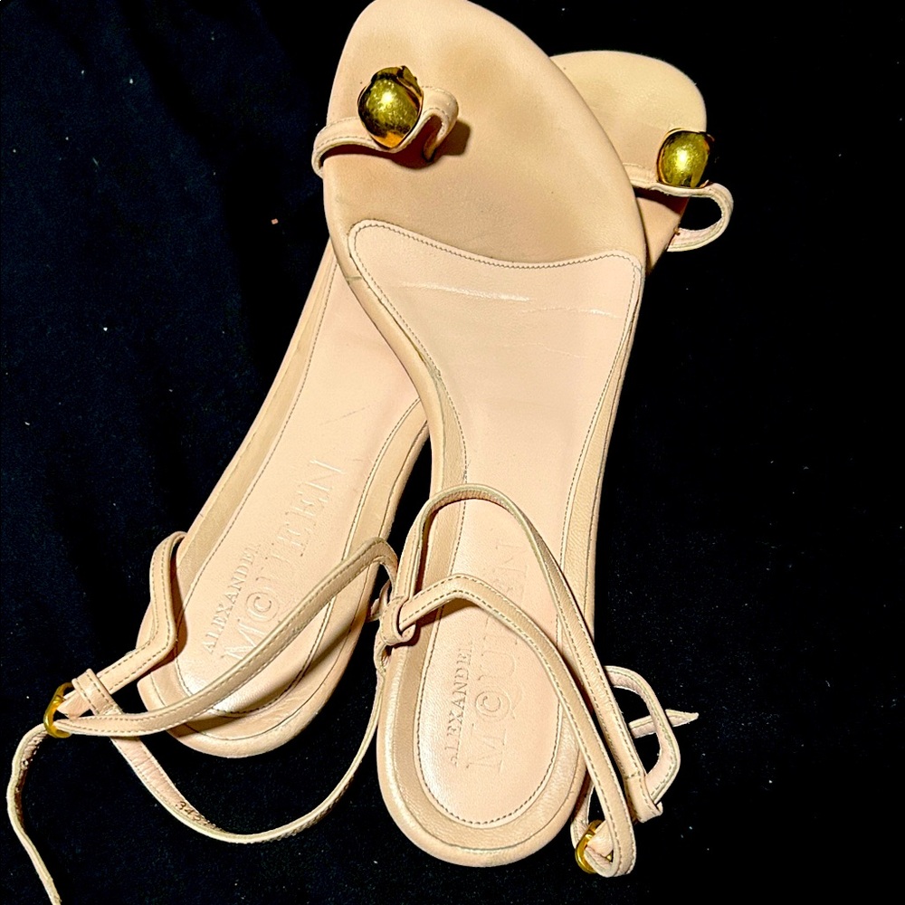 Alexander McQueen Nude Sandals with Gold Details